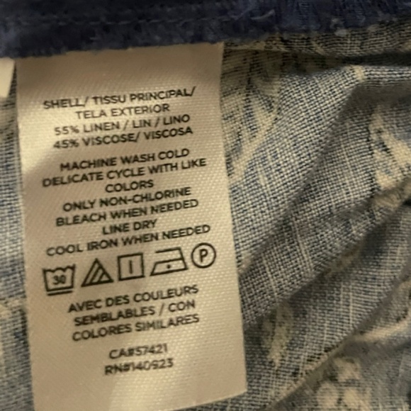 Loft Blue Floral Linen Blend Mini Shorts Size Medium - Picture 7 of 8